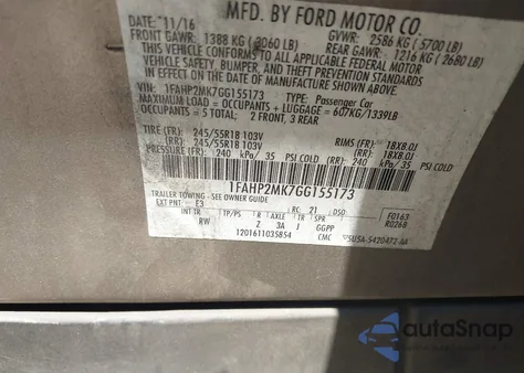 2016 Ford Police Interceptor from USA, damaged, VIN 1FAHP2MK7GG155173